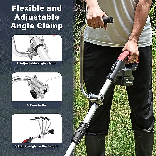 GLANSI Lawn Mower Auxiliary Handle, String Trimmer Handle Grip, Stainless Steel Weedd Eater Handle Extension, Lawn Trimmer Handle Grip for Extended Mowing and Edging Trimmer