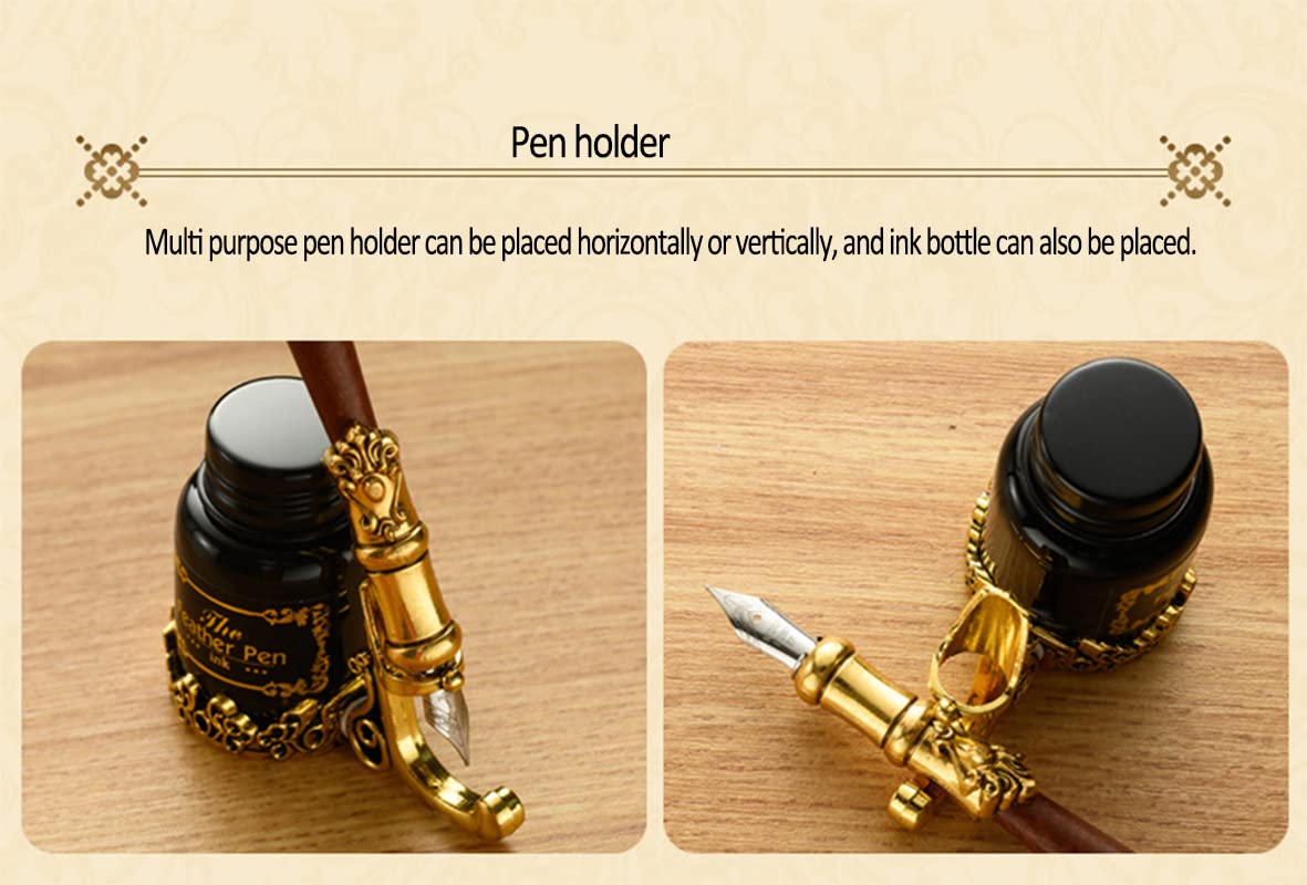 XIAOYU Set di penne per calligrafia antiche e penne a penna per principianti, penna per calligrafia, in legno, per scrittura, disegno, firma, matrimonio, compleanno, verde