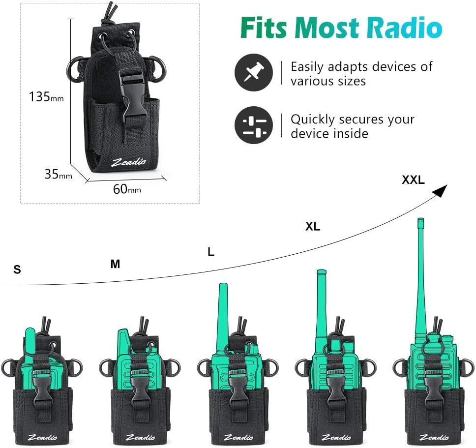 Image of Zeadio Versatile Two-Way Radio Case, Universal Durable Holster Pouch Case Holder for Two-Way Radio Walkie Talkies (ZNC-C, Pack of 1)