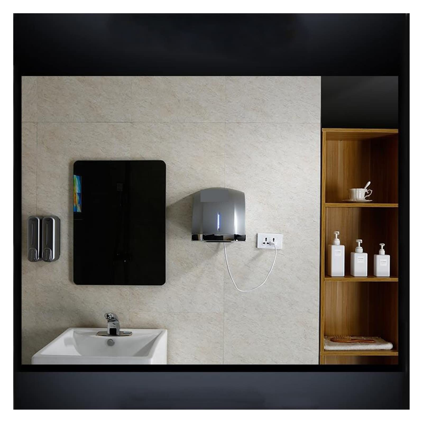 Asciugamani elettrico automatico a induzione per hotel, bagno, casa, telefono, asciuga le mani, asciuga le mani, commutazione caldo/freddo, installazione senza foratura, per servizi igienici, edilizia