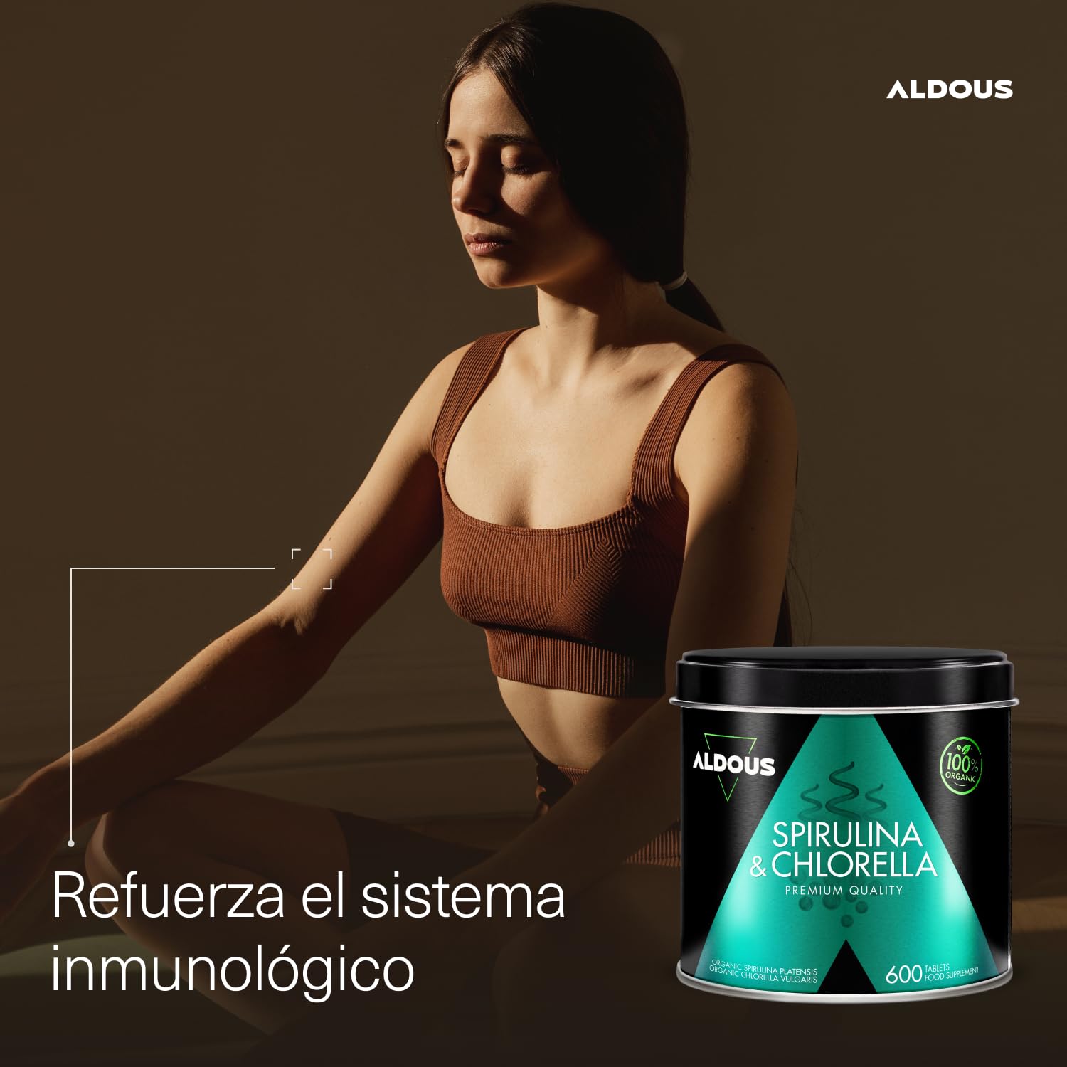 600 Comprimidos Chlorella y Espirulina Ecológica para 100 días - 3000mg por dosis diaria - Vegano - Saciante - DETOX - Proteína Vegana - Sin Aditivos - Certificación Ecológica Oficial - ALDOUS