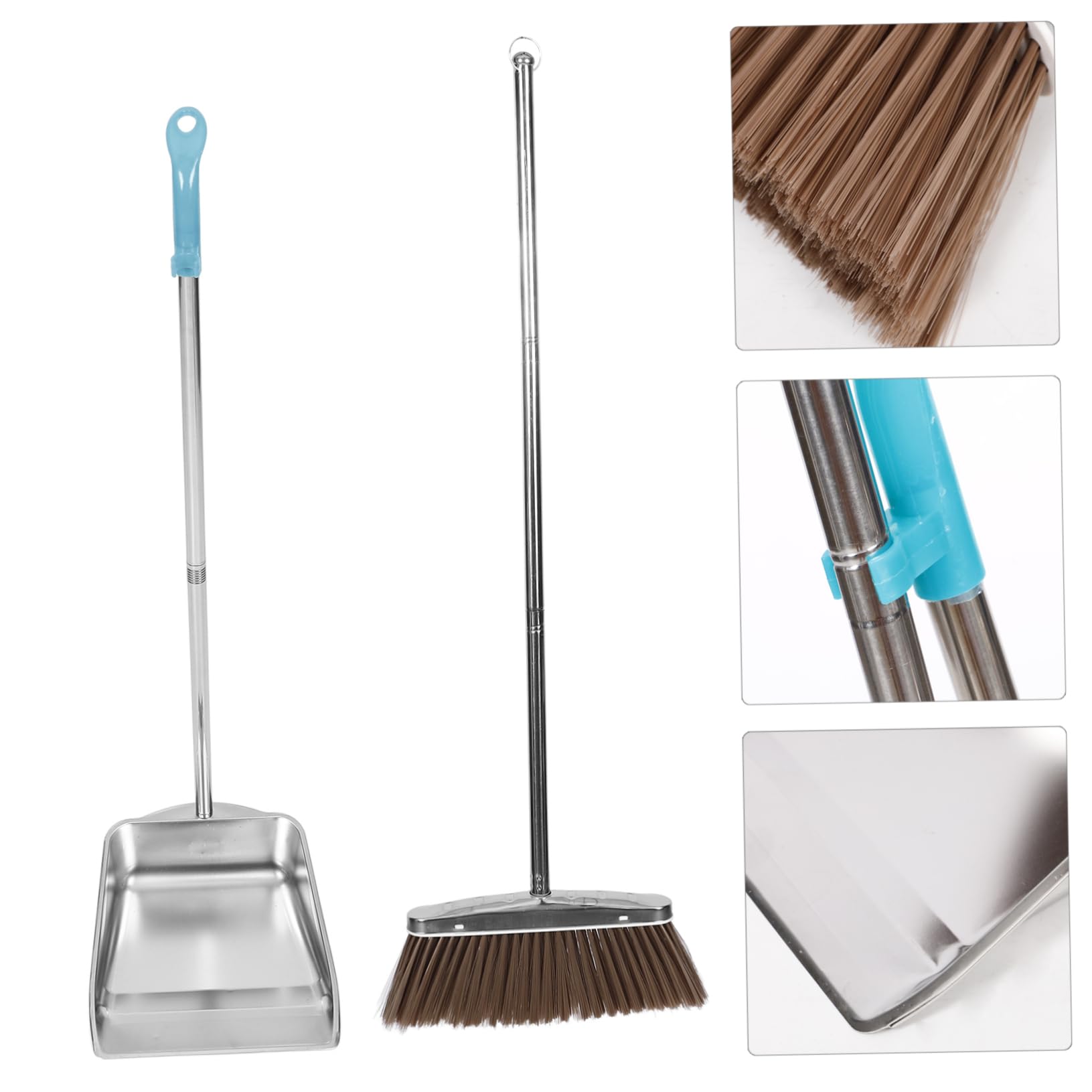 ULTECHNOVO Besen Kehrschaufel Edelstahl Haushalt Mit Langem Griff Ergonomisch Stabil Für Fliesen Boden Reinigung Geeignet College Dorm Essentials