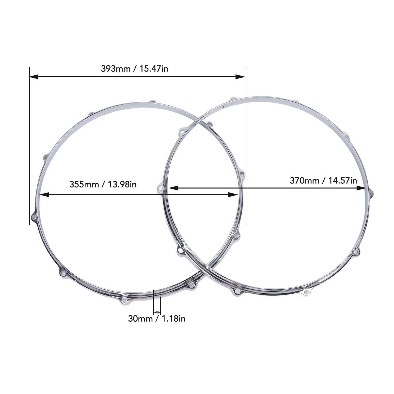 Cerchio per Batteria a 10 Fori da 2 Pezzi, Set di Cerchi per Batteria a Percussione Ludwig in Lega da 14 Pollici Miglioramento del Suono per Viaggi di Prestazioni