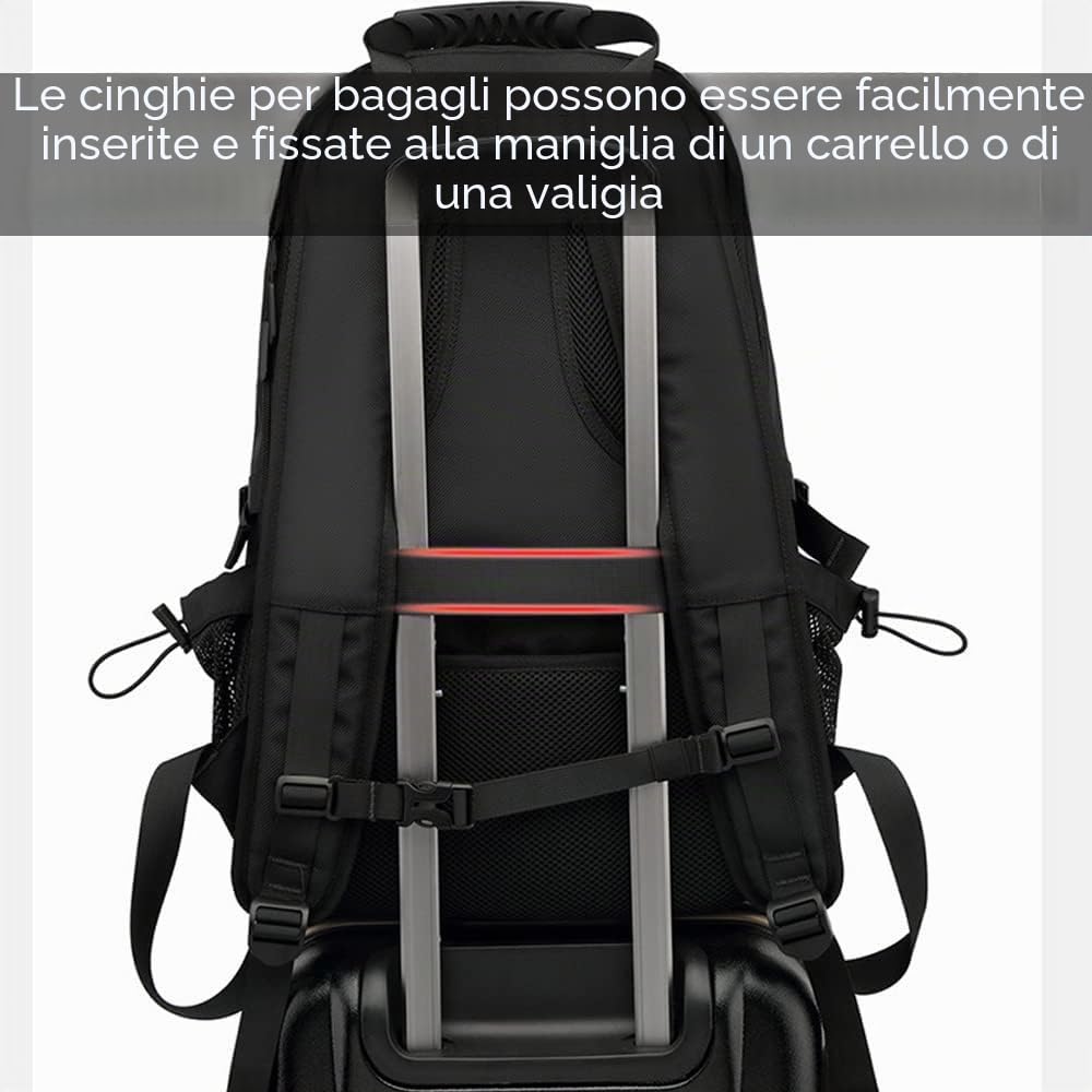 Grande Zaino da Viaggio, Zaini per PC Portatili Per Tarvel, Borsa da Viaggio, Zaino Uomo con Scomparto per Scarpe,Nero
