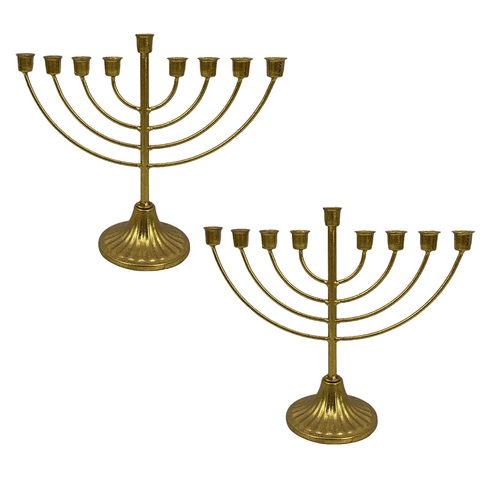 Pomurom 9 Arms - 2 Pieces 2 Candlestick Candle Holder, 9 Arms Candle Stands Decorative, Metal Candle Holders For Pillar Candles, Pillar Candle Candelabra For Hanukkah Mantel Wedding Table Centrepieces Home Decor