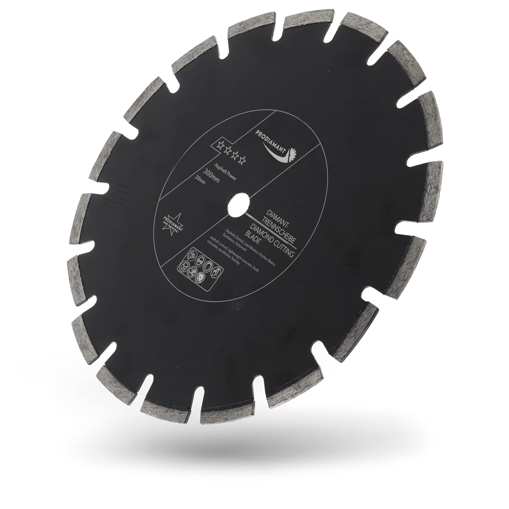 PRODIAMANT Disco de corte diamantado 300 mm x 20 mm abrasivo para asfalto, solado, hormigón ligero, hormigón fresco, arenisca y arcilla refractaria