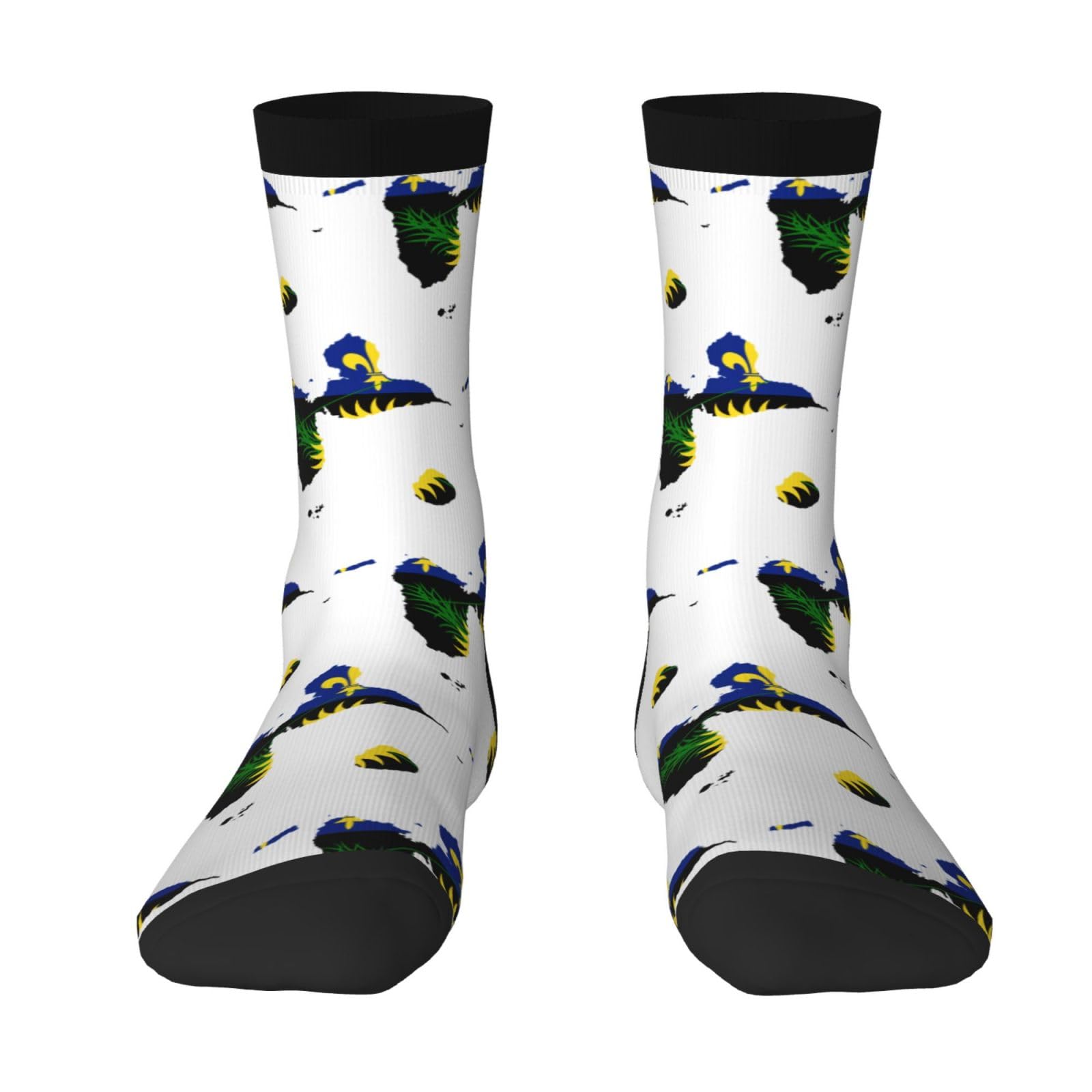 SIYTUAU Guadeloupe Terrain Map Socks For Women Men Cushion Athletic Crew Socks Casual Wicking Socks