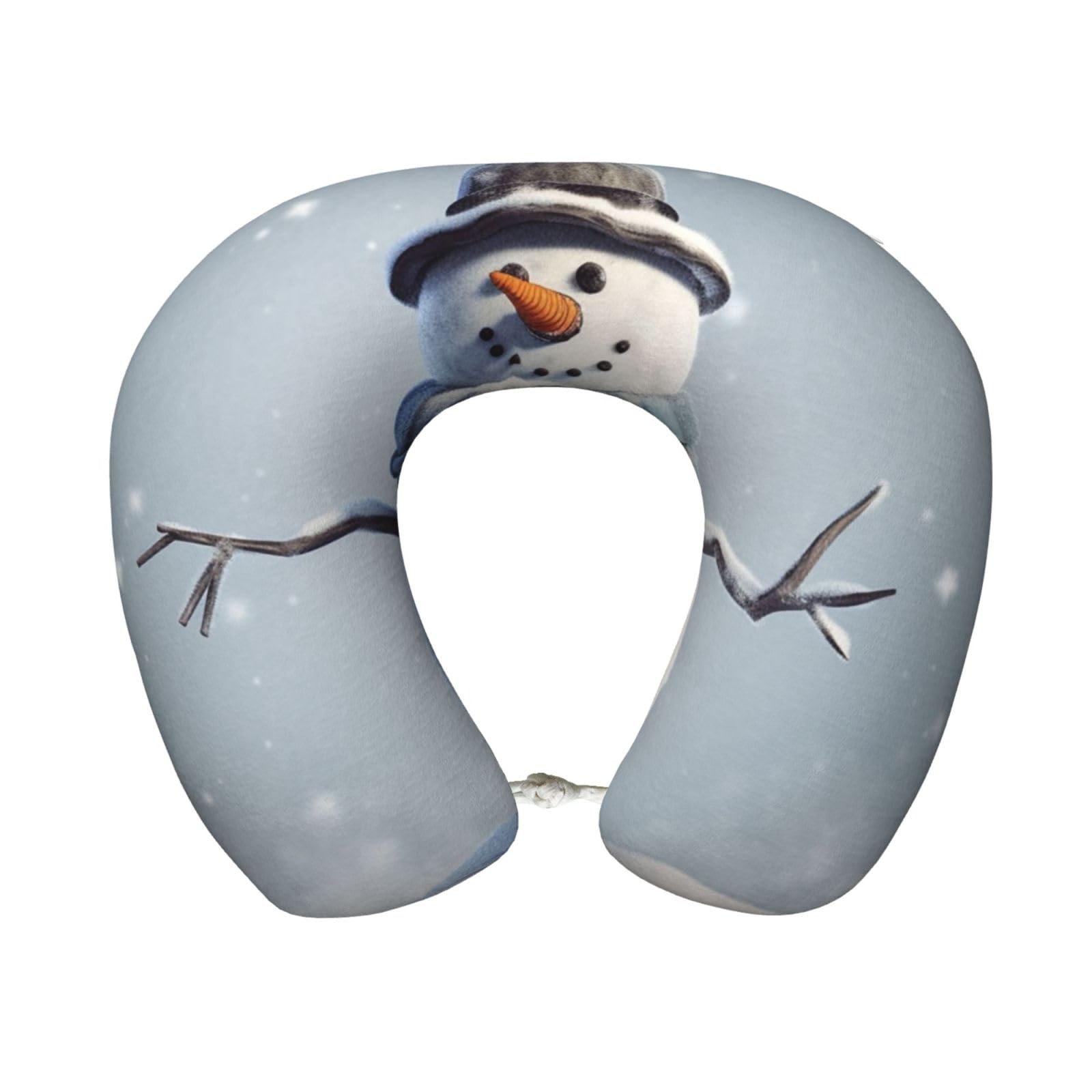 peiyeety Snowman Travel Pillow Memory Foam - Comfortable U Shape Neck Pillows for Sleeping, Neck and Head Support Portable Airplane Pillow Adjustable Flight Pillow, Washable Cover