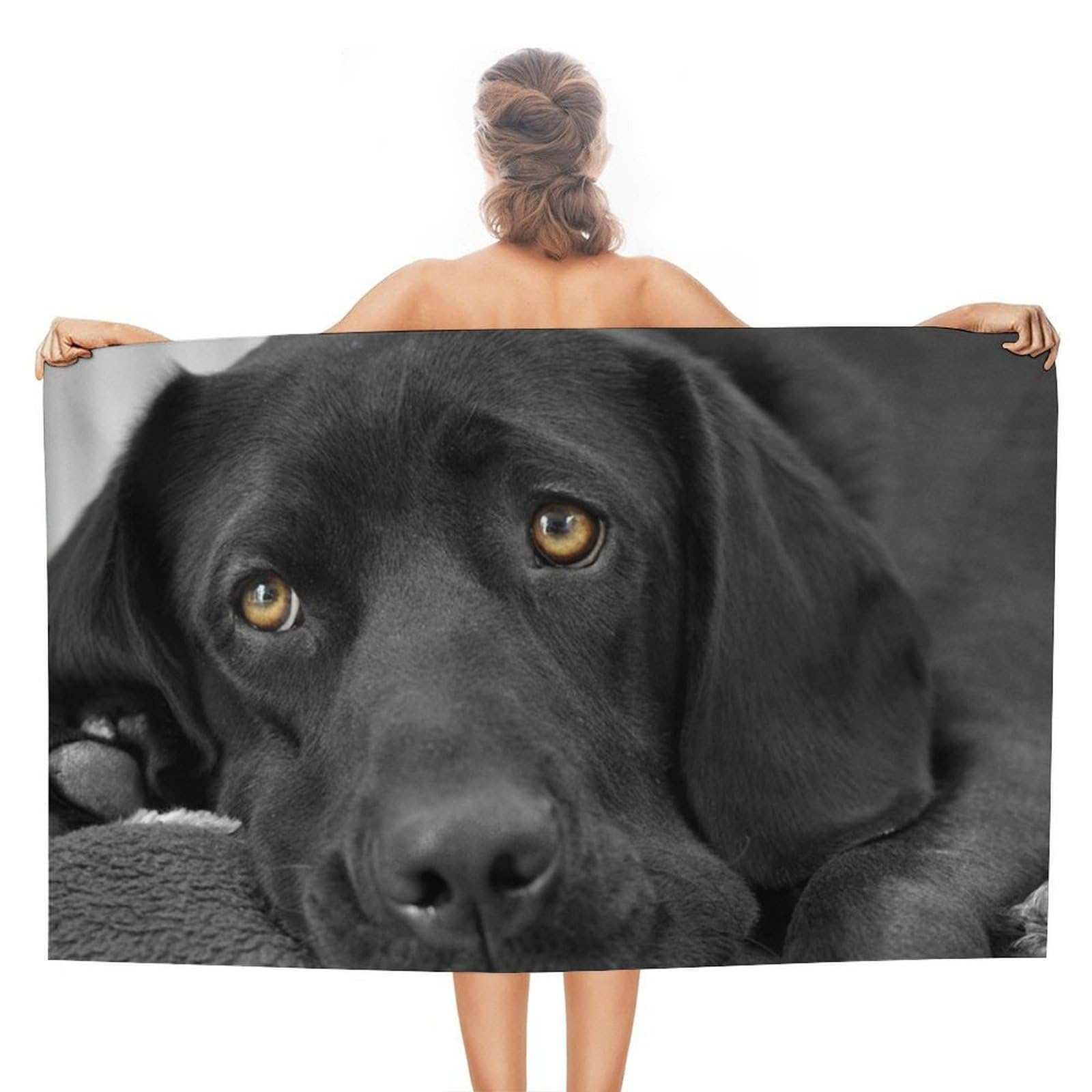 LEDFCVSU Beach Towel, Black Labrador Dog Bath Towel, Absorbent Towel for Swimming, Sports, Travel
