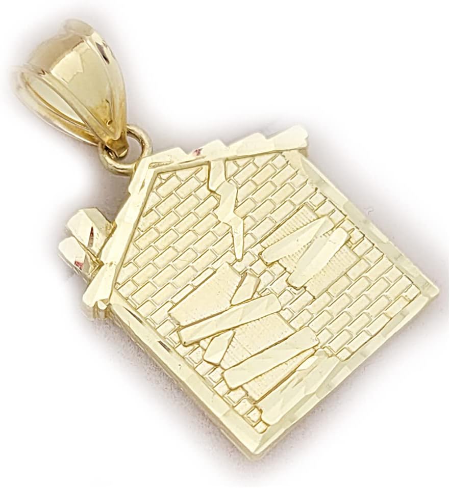 10K Yellow Gold Trap House Pendant Gold Pendant Hip Hop 1.1 inch x 0.7 inch