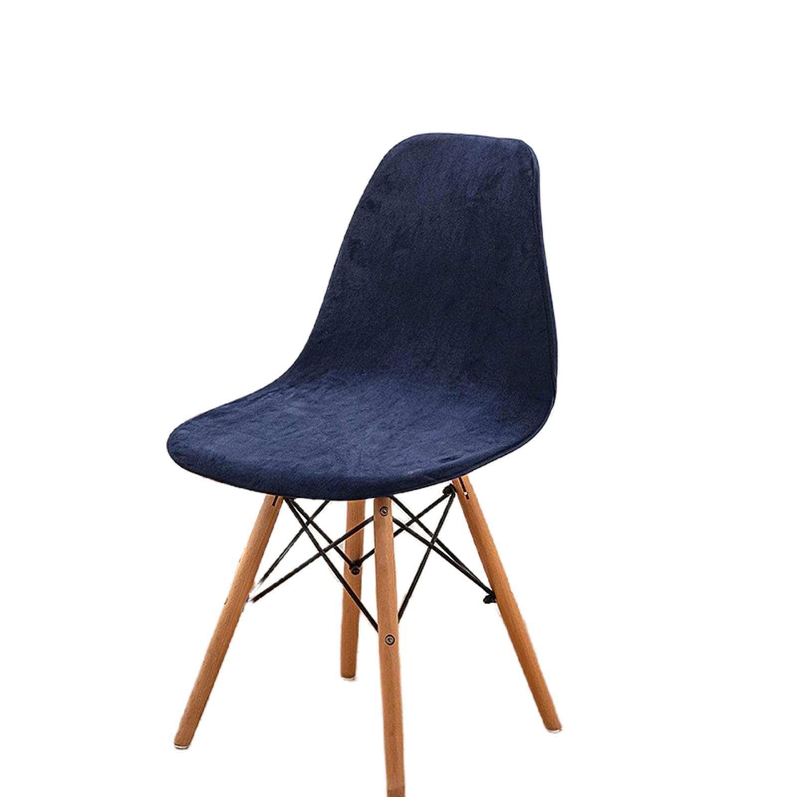 Velours Housse Chaise Scandinave, Housse De Chaise Scandinave Housse De Protection De Chaise en Coquille De Style Moderne du Milieu du Siècle pour Hôtel De Cuisine-Bleu Marine-Lot de 4