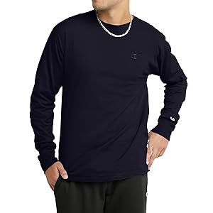 Champion Men's Long Sleeve T-shirt, Classic T-shirt for Men (Reg. Or Big & Tall)