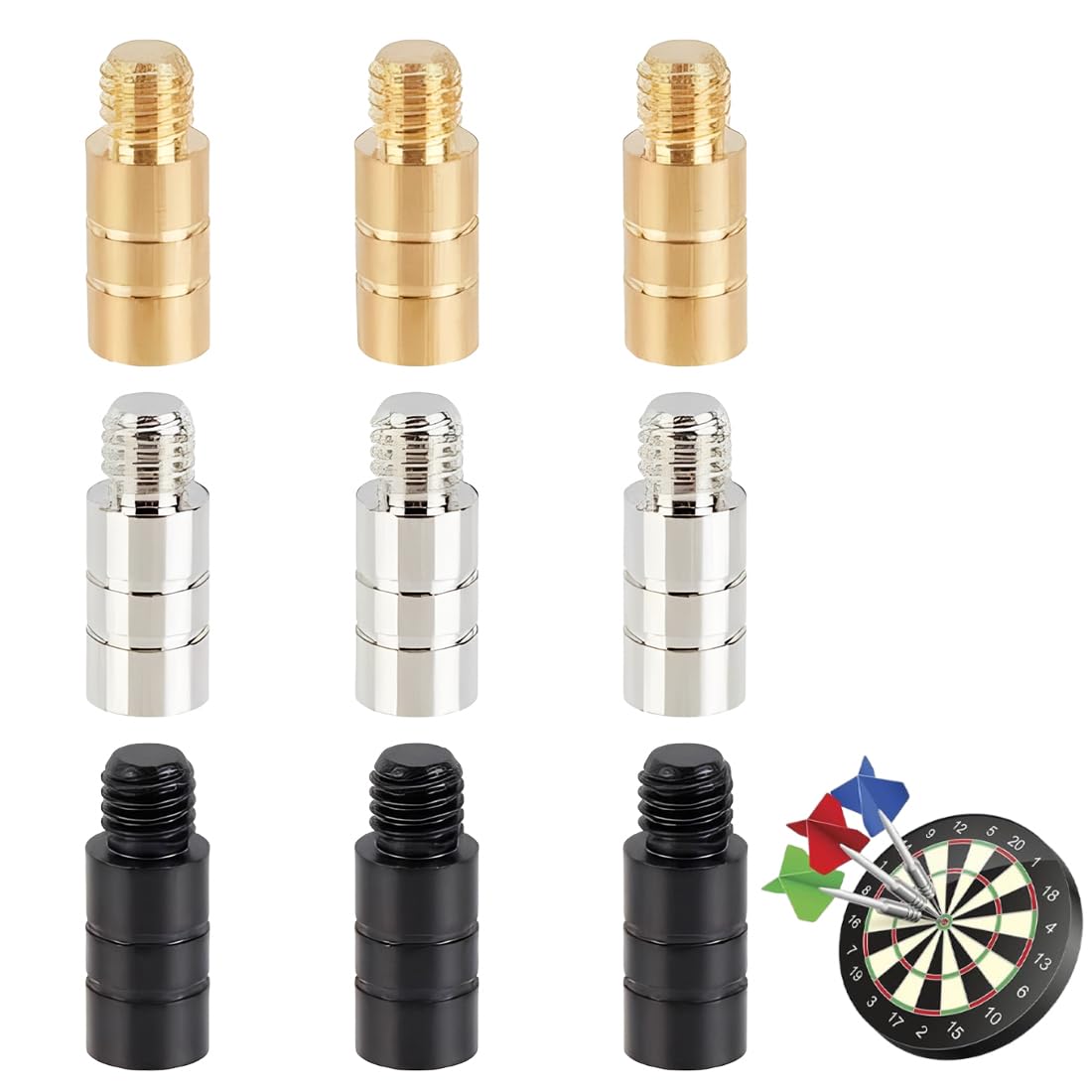 9 pièces Kit d'outils de fléchettes en laiton, accessoires de contrepoids pour fléchette, poids en 3 couleurs, 2g