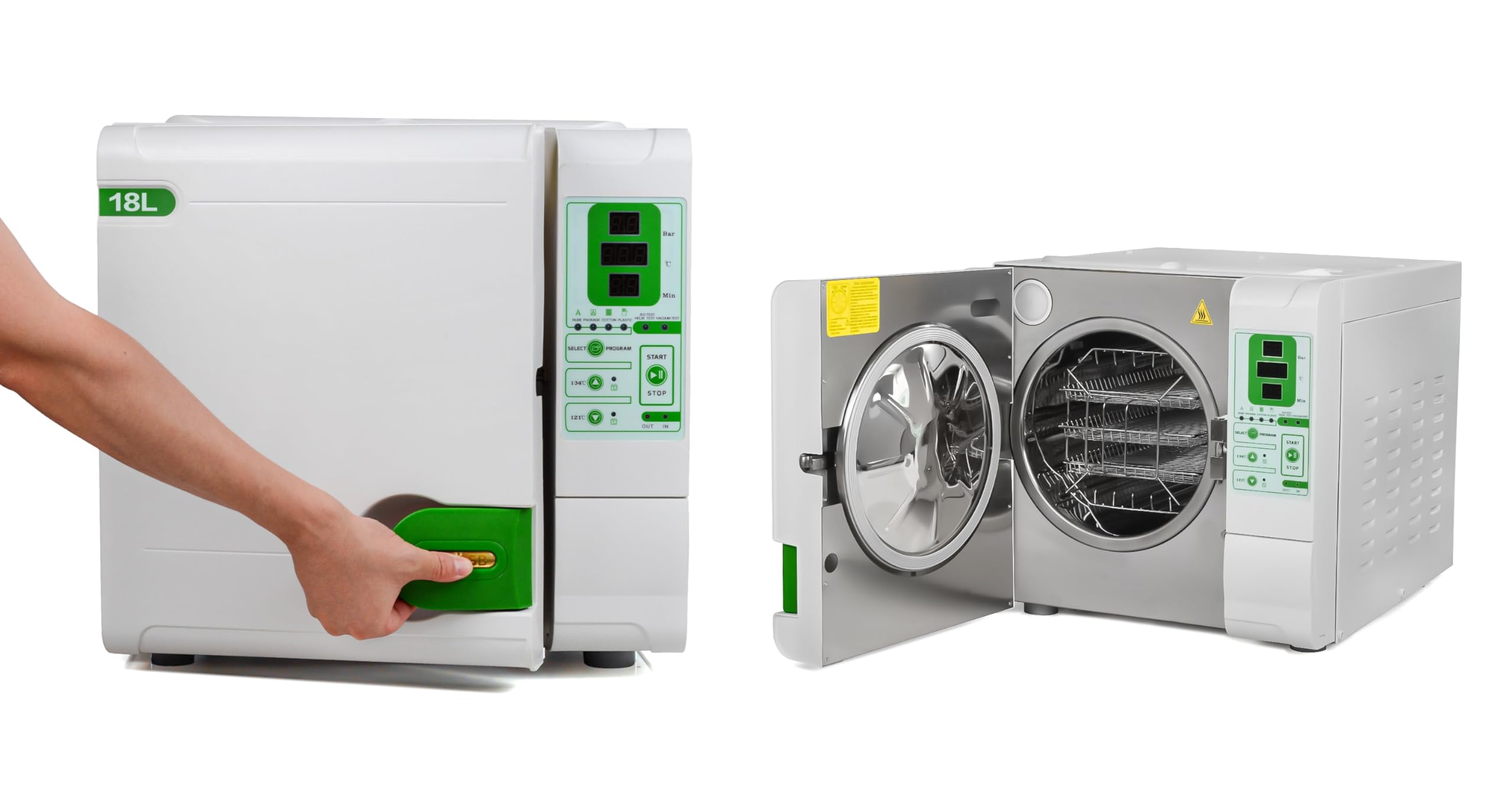 Dry Fucntion Fully Automatic Class B High Temperature High Pressure Steam Oral Autoclave Vacuum Automatic Control Water and Steam Separation Design LCD Display Can USB Connector Records (18L)