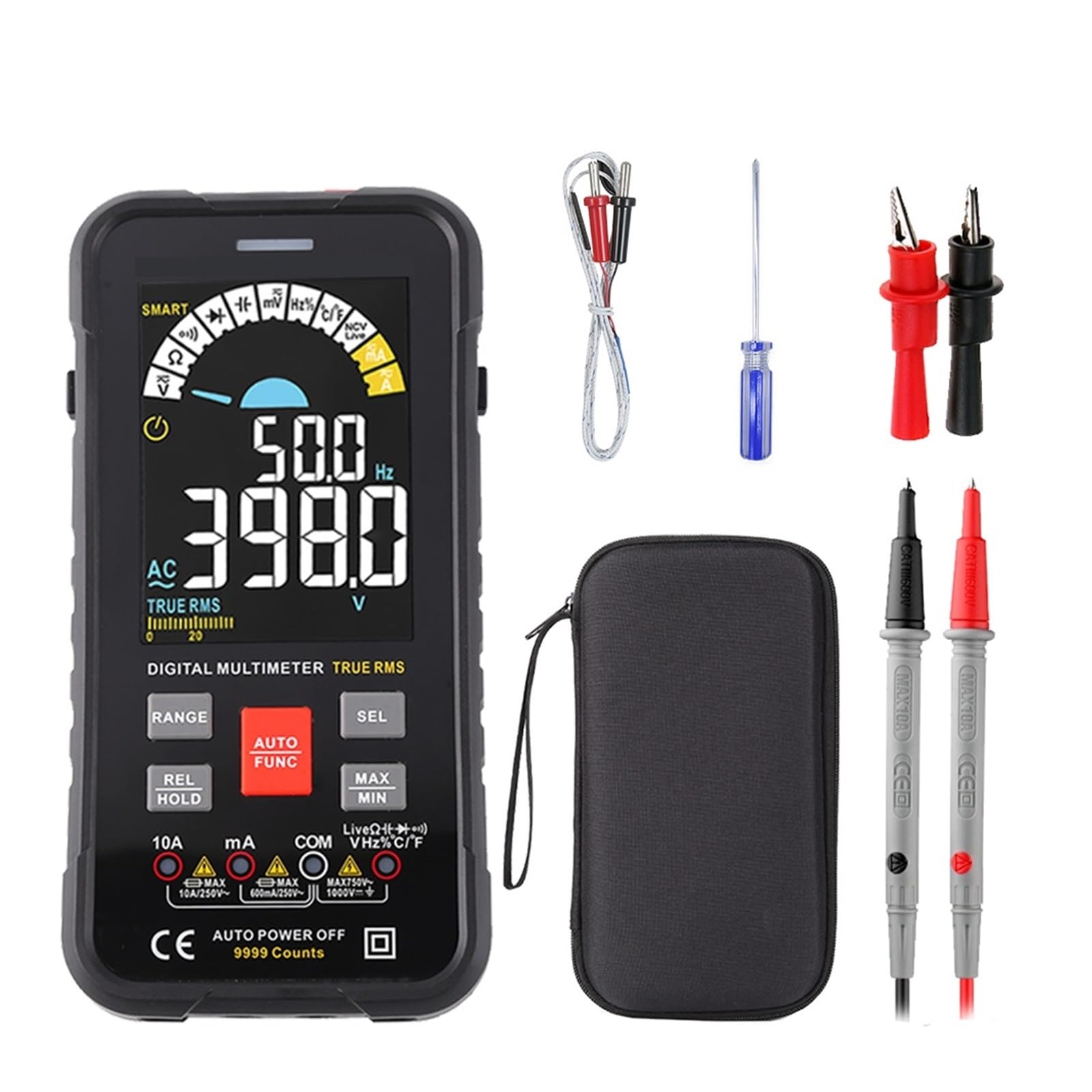 Tester Multimetro Smart Multimeter Digital Professional Automotive Teste 1000V AC DC Ohm Tester di Temperatura Capacitivo Precisione Sicuro(HT116 PRO)