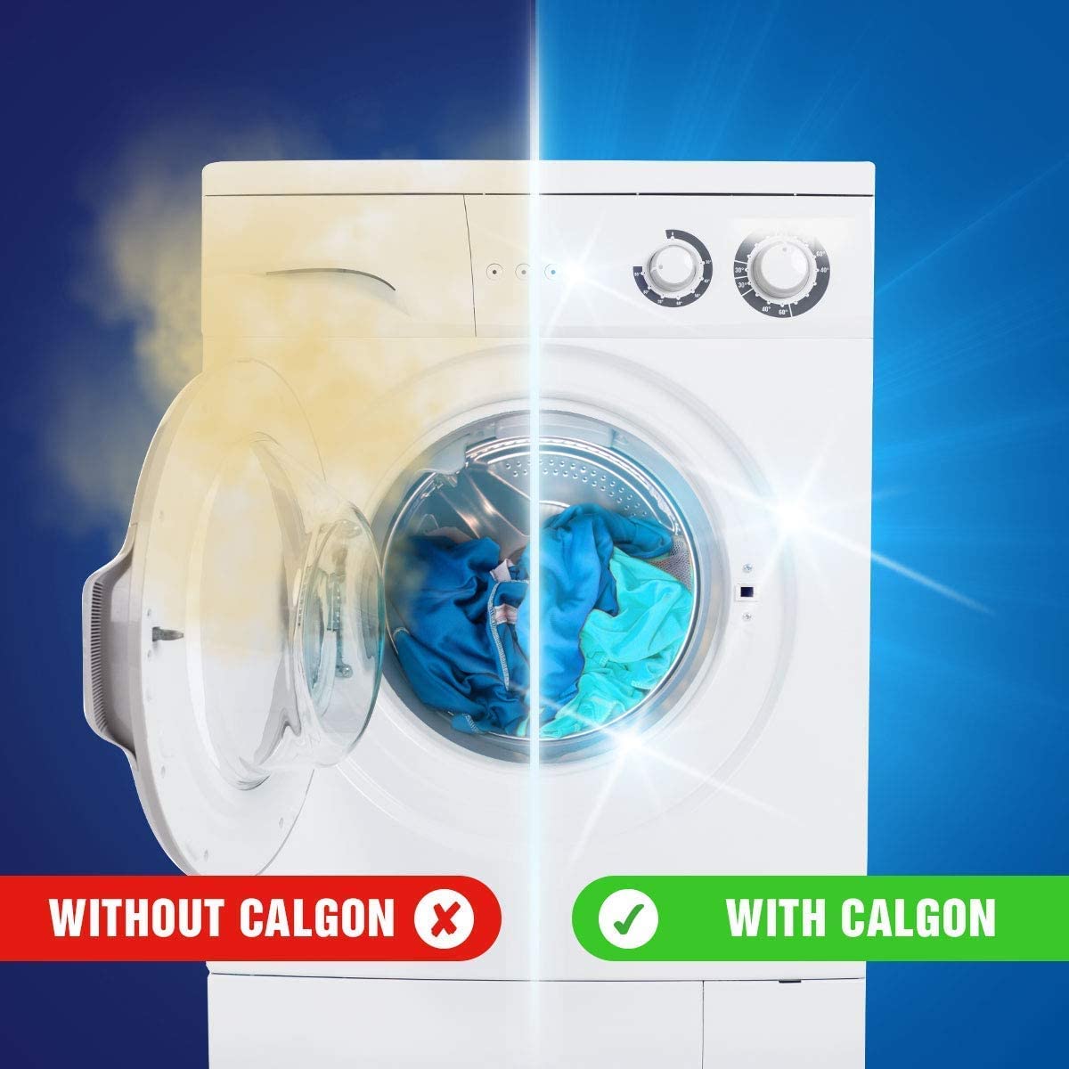 Calgon Compresse addolcitori d'acqua 4 in 1, detergente per lavatrice, rimuove odori, calcare e residui, pulizia profonda, dimensioni: XL, 3 confezioni da 75 pezzi (la confezione può variare)