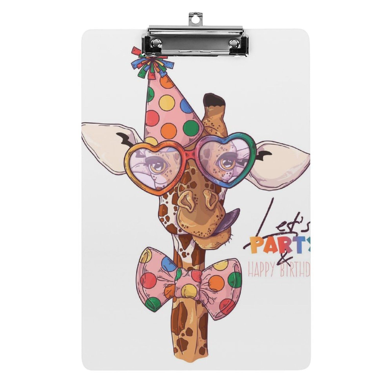 Porte-bloc A4 girafe mignonne avec pince à profil bas pour documents - 8