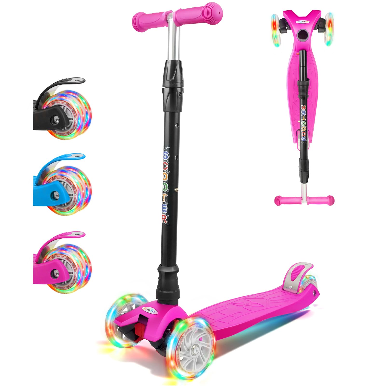 KORIMEFA 3 Wheel Scooter for Kids Ages 3-12 Scooter with 4 Adjustable Heights for Toddlers, Lean to Steer, Light Wheels, Extra-Wide Deck Global Recycled Standard Global Recycled Standard Global Recycled Standard