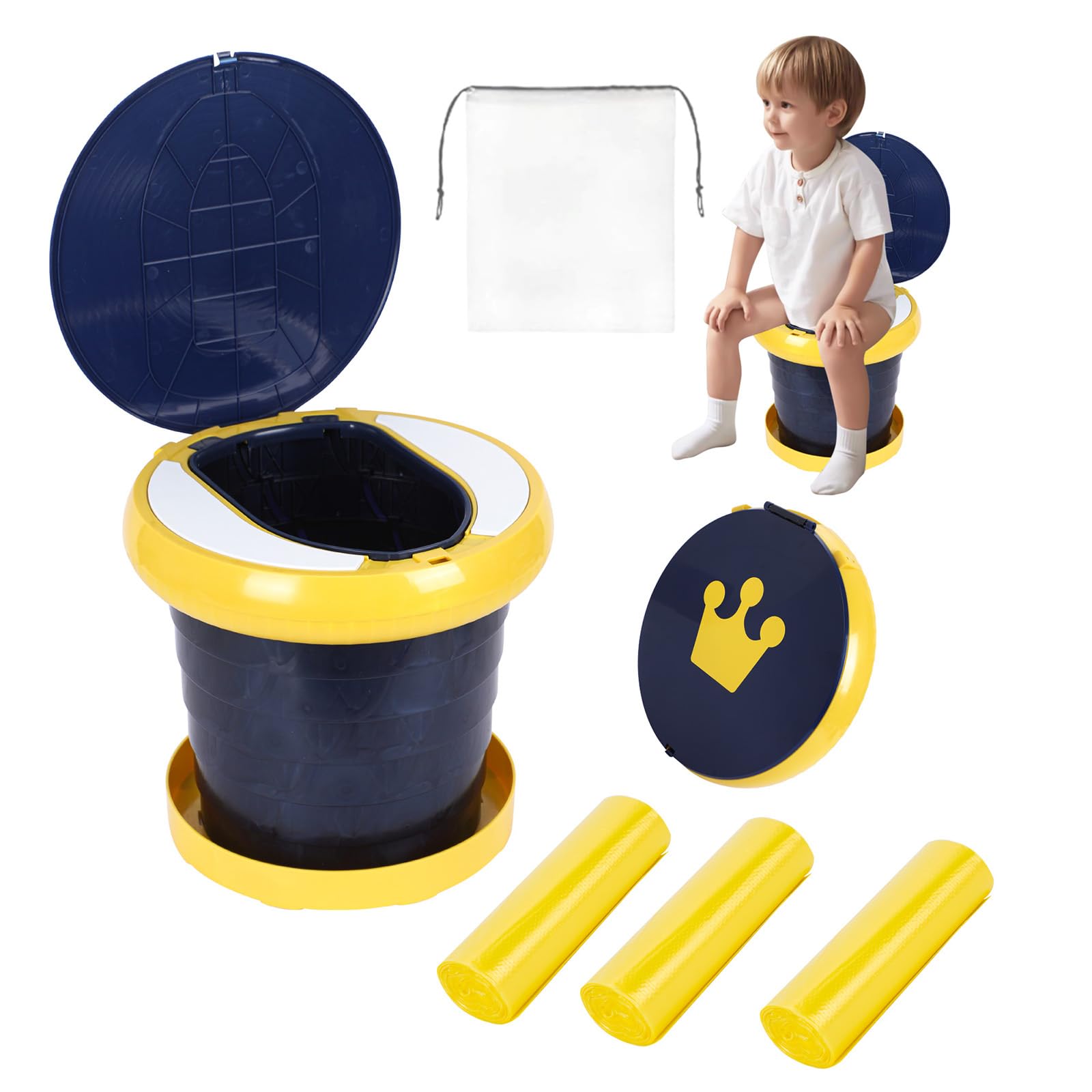Orinal portátil, asiento plegable para viajes de niños, asiento de inodoro de entrenamiento para niños pequeños, inodoro de emergencia, orinal portátil para viajes de niños, para coche, camping, al