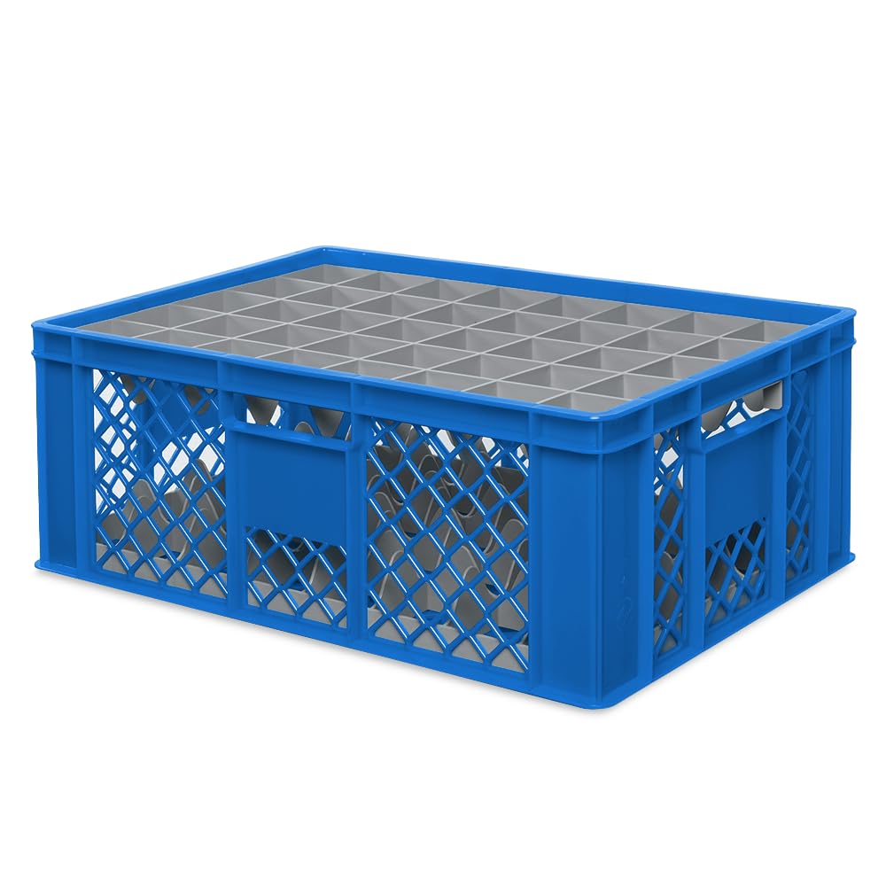 BRB Boîte de rangement pour verres 600x400 mm pour 15, 24, 33 ou 40 verres, colorée (Bleu, pour 40 verres Ø 67 mm, hauteur maximale du verre 205 mm)