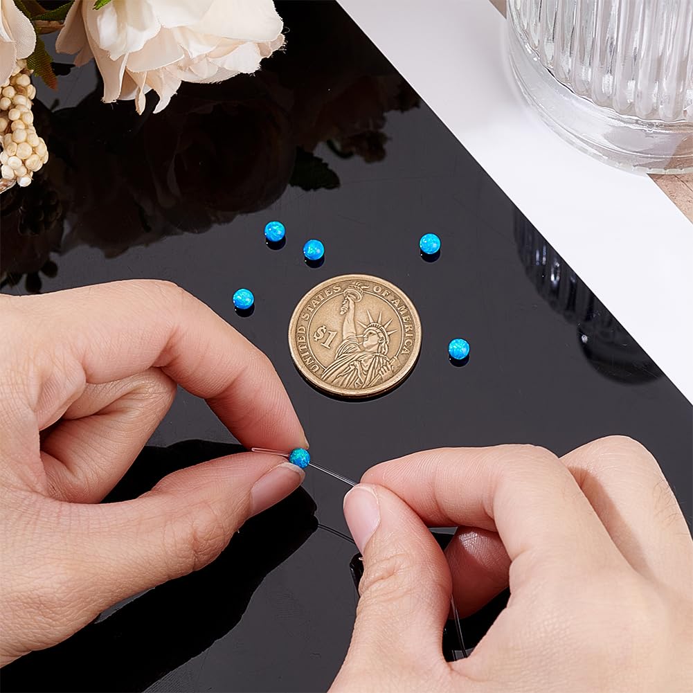 PH PandaHall Blaue Opalperlen Synthetische Opalitperlen 4mm Kleine Armbandperlen Runde Bastelperlen Lose Perlen Für Schmuckherstellung DIY Basteln Armbänder Halsketten Ohrringe Geburtstags 6 Stück