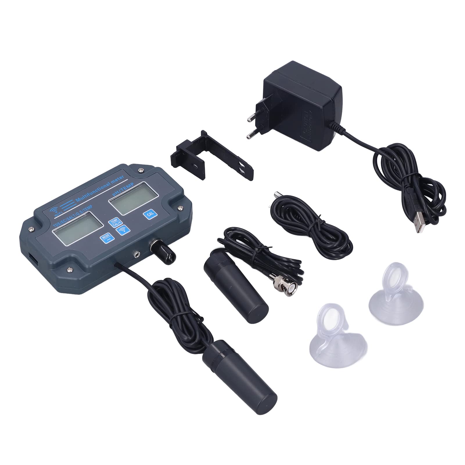 Haofy PH‑W3988 Probador de Calidad del Agua Multiparamétrico App Control Remoto PH EC TDS Salt S.G Medidor de Temperatura Monitor en Línea Control Remoto Probador de PH(EU)