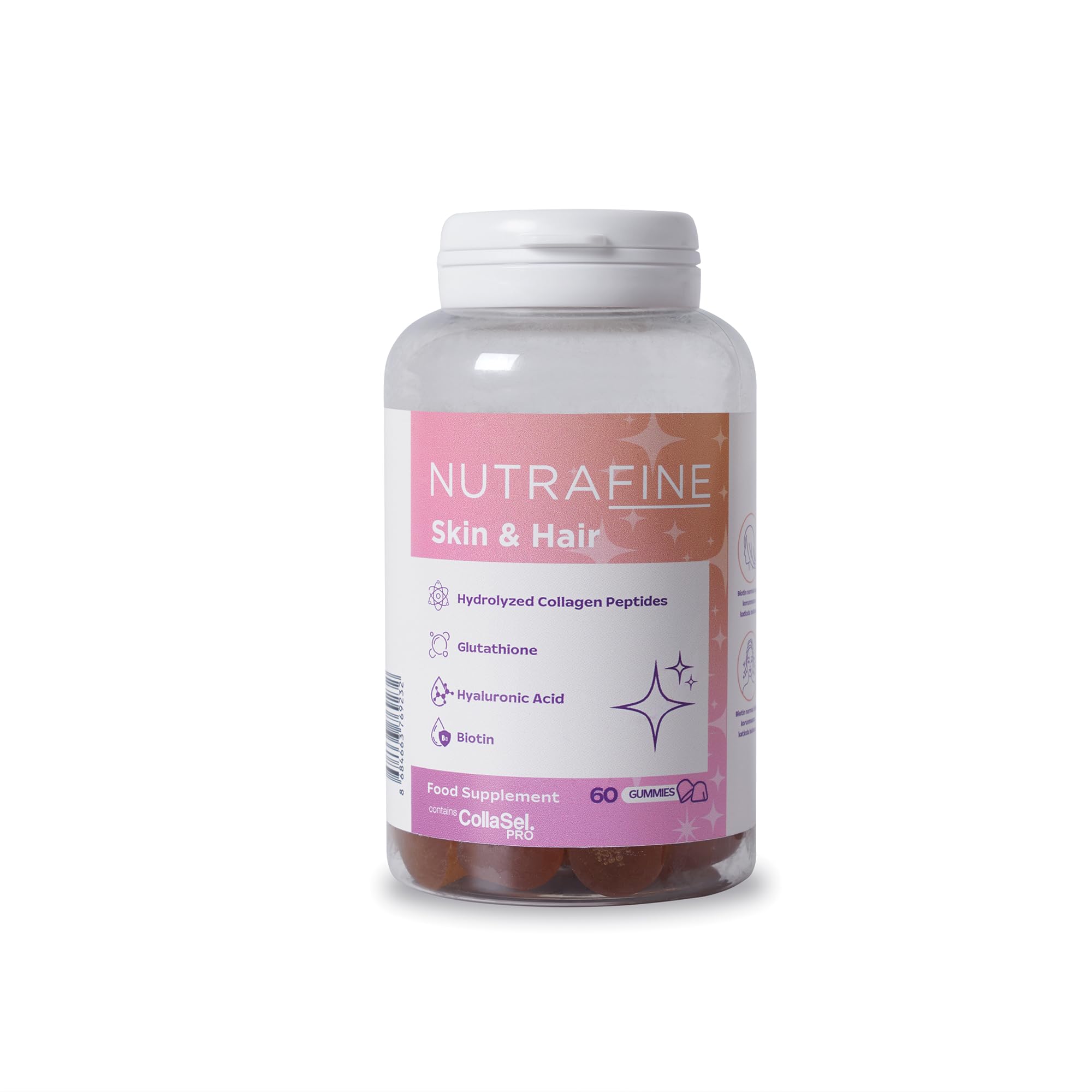 Skin & Hair Gummy – Hidrolize Kolajen, Hyaluronik Asit, Glutatyon ve Biotin İçeren Cilt&Saç Gummies