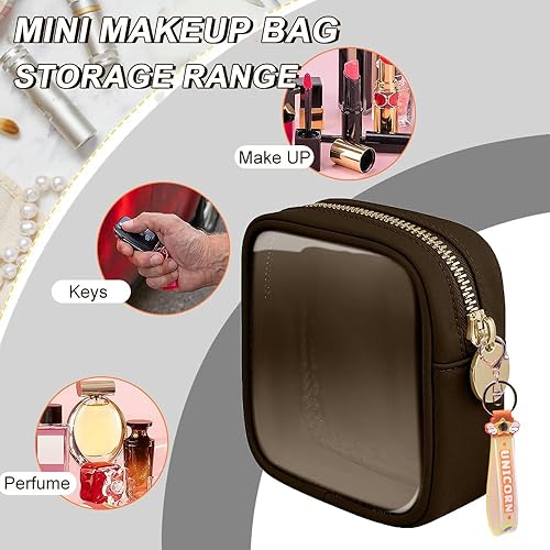 Miniatura 8 de Mini bolsa de maquillaje para mujeres y niñas, mini bolsa transparente con cremallera, bolsa de cosméticos para bolso, bolsa transparente de PVC y