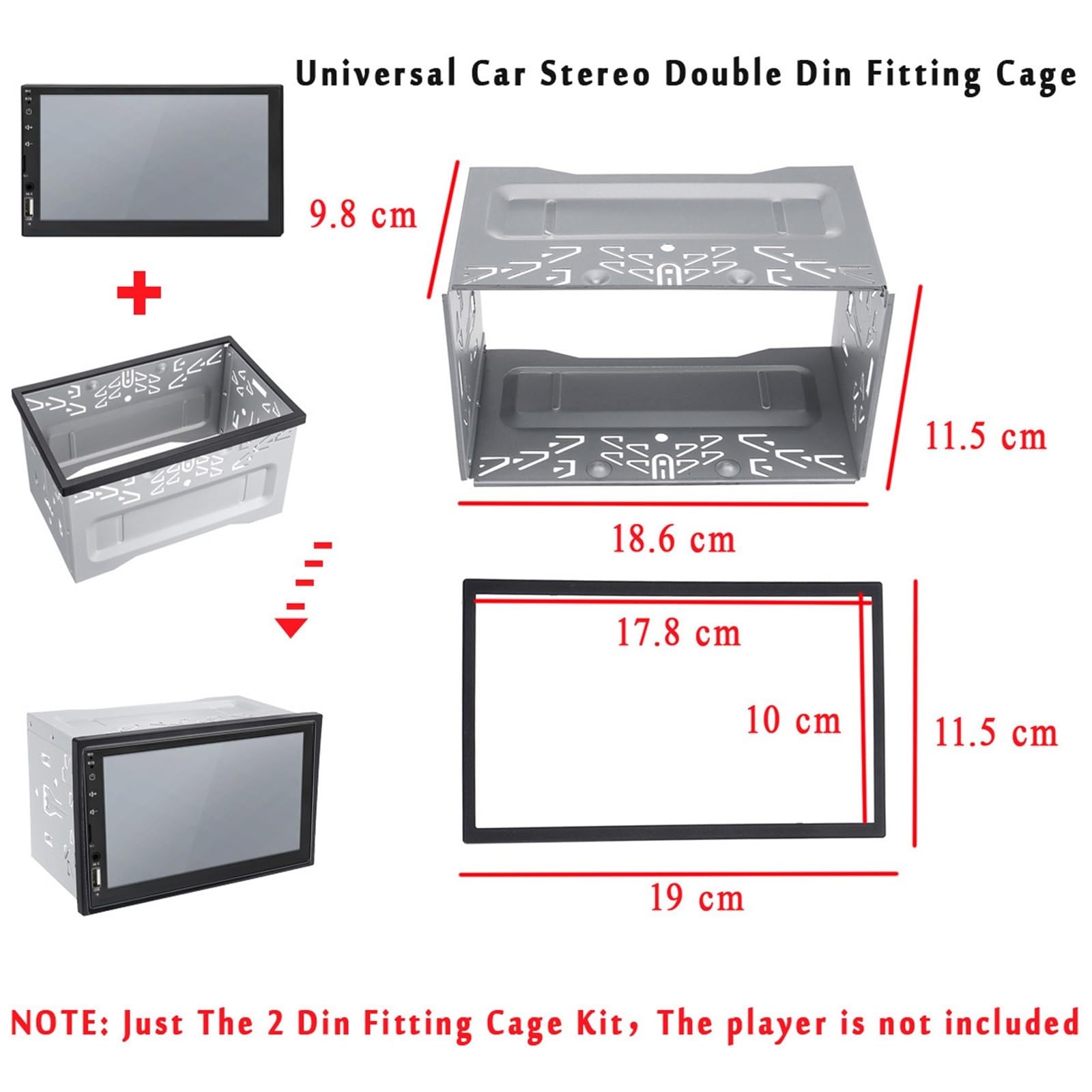 Telaio Autoradio Universal Double 2 DIN Car Stereo Radio Headunit Fitting Cage Mounting Car Stereo Double Din Cage With Frame(A SET)