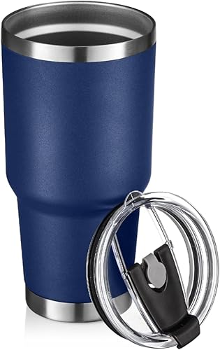 Miniatura 7 de GOBATT Taza de café de viaje aislada de 30 onzas con tapas y pajitas, vaso de café de doble vacío de acero inoxidable con recubrimiento de polvo