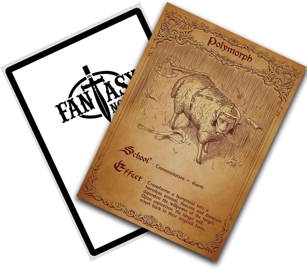 Fantasy North - Polymorph - Spell Scroll Series I - 100 Textured Matte TCG Card Sleeves - Fits Magic MTG Commander Pokemon and Other Card Games - Playing Card Sleeves