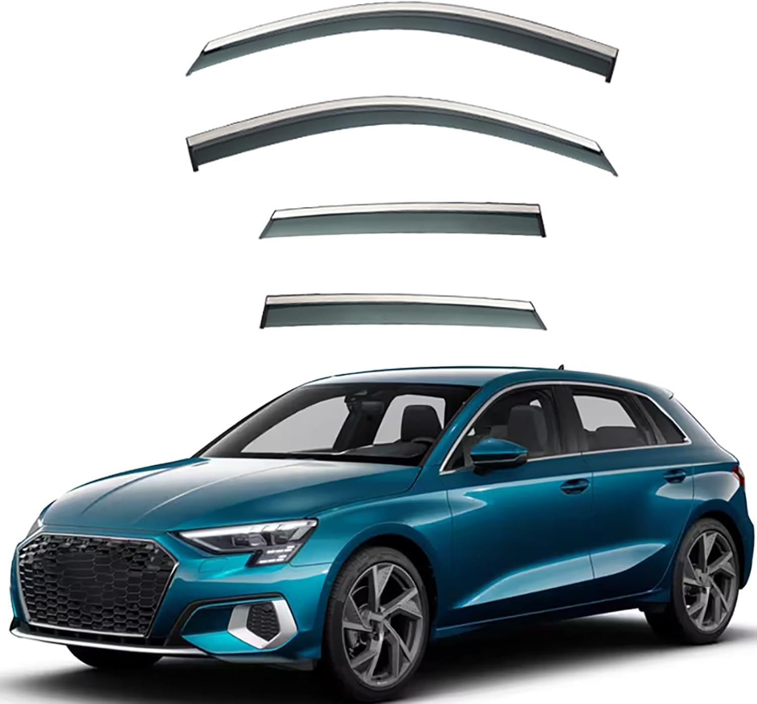 FengXH Window Deflectors for Audi A3 Hatchback MK4-8Y 2021+ - 4pc Smoke Tint, Waterproof, Noise Reducing.