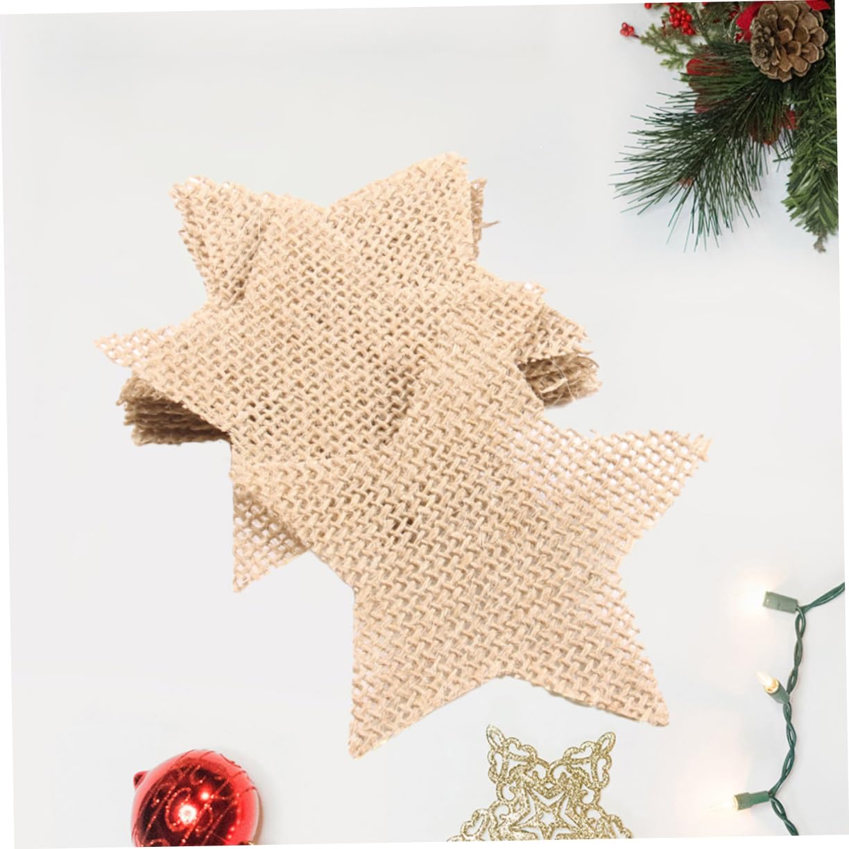 SEWACC 100piezas Adornos Navideños De Para Decoración De Árbol Puerta y Pared Estrellas De Yute Para Manualidades De Navidad