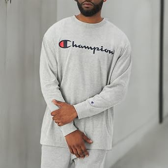 Champion Men's Classic Long Sleeve Tee, Gel Script T-Shirt