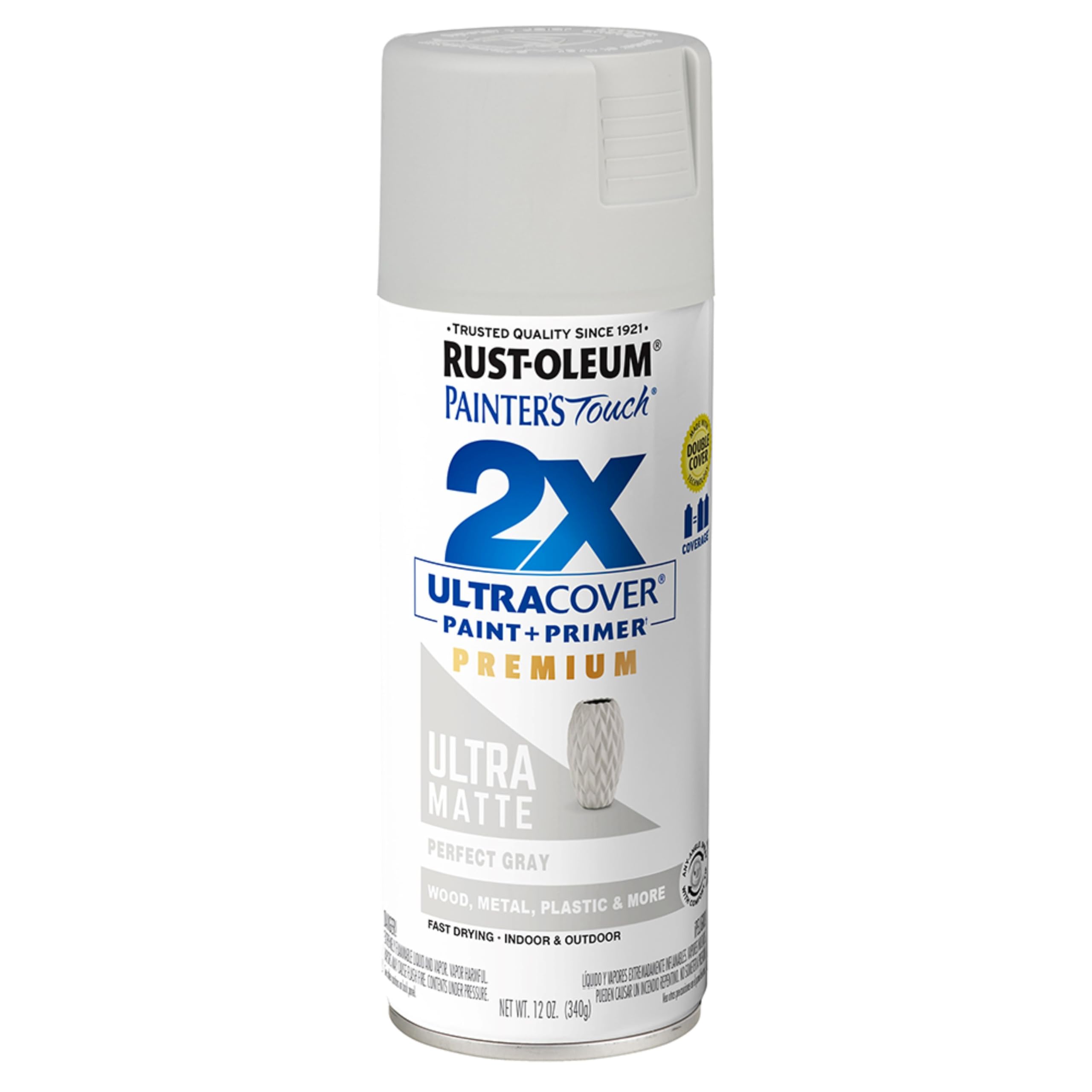 Rust-Oleum Painter's Touch 2X Ultra Cover Spray Paint, Perfect Gray