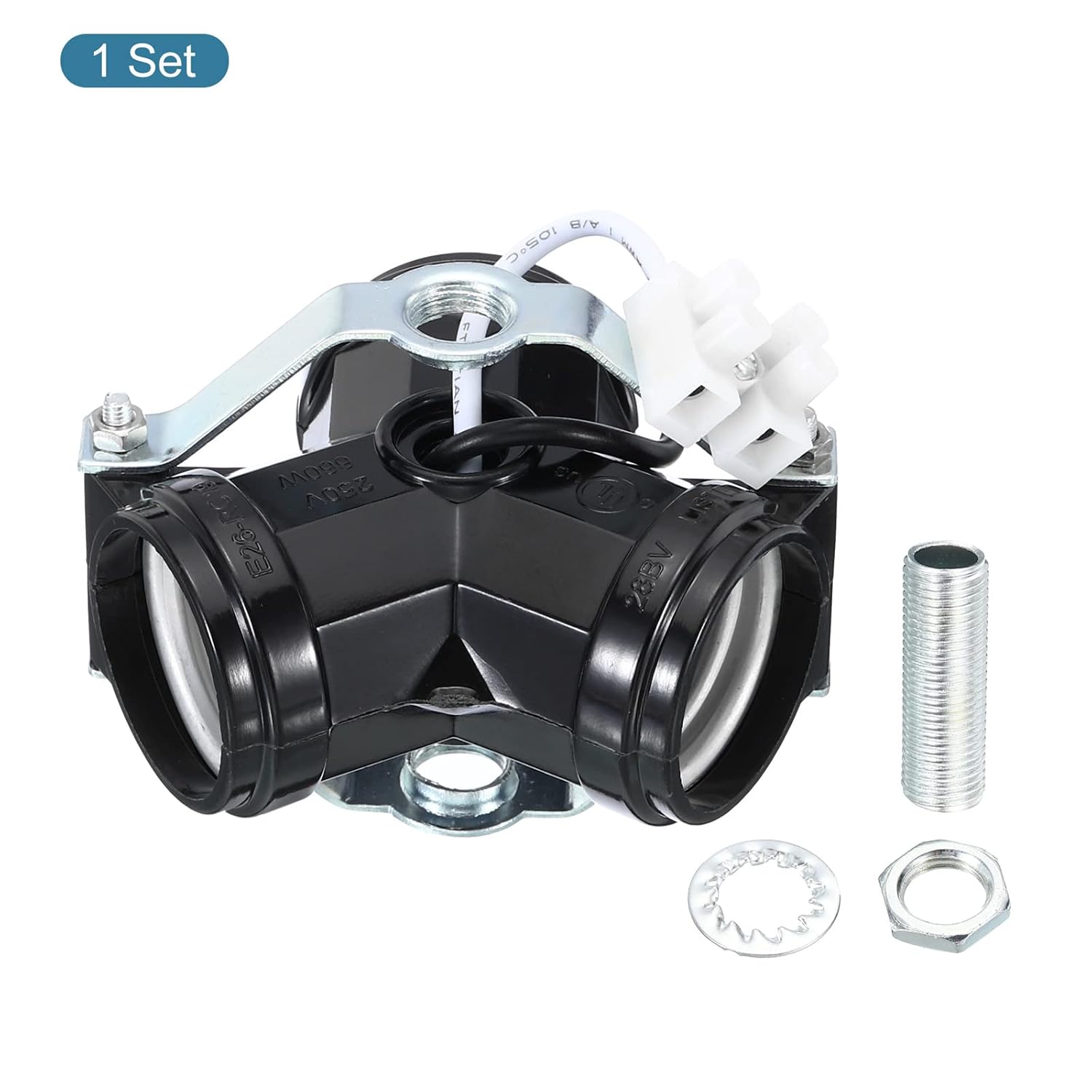 Generic E27 Medium Base Bulb Socket M10 Thread Lamp Holder 3 Light Socket with Bracket Light Fixture Wire for DIY Lamp Accessories Ceiling Lamp