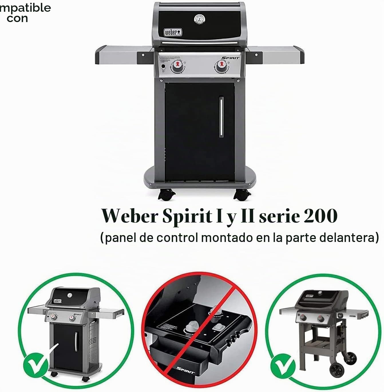 GFTIME 45,7 CM 69785 Quemador Barbacoa de Gas Piezas de Repuesto para Weber Spirit 200 E210 S210 E220 S220 (con pomo Delantero) Acero Inoxidable BBQ Quemadores per Parrilla Barbacoa Weber 46100001