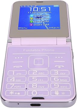 Pomya Flip Senior Cell Phone, Large Numeric Key, Clear Loud Sound, Dual Internal and External Display for Seniors PURPLE