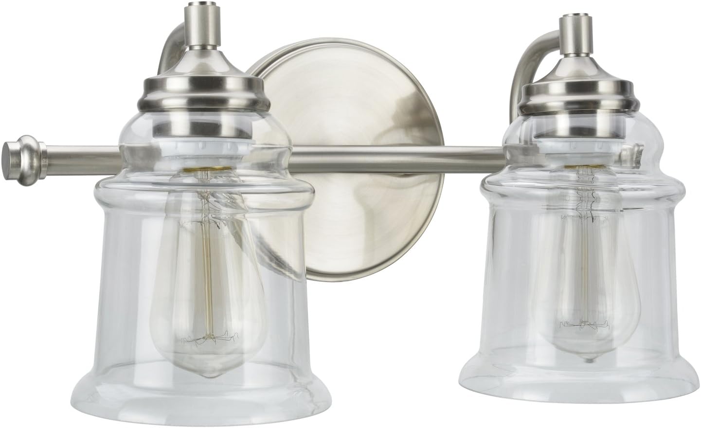 TOP оƒƒERS Aspen Creative 62082, Two-Light Metal Bathroom Vanity Wall Light Fixture, 15 1/4 Wide, Transitional Design in Brushed Nickel with Clear Glass Shade Buу 1 gеt 1 Aspen Creative 62082, Two-Light Metal Bathroom Vanity Wall Light Fixture, 15 1/4 Wide, Transitional Design in Brushed Nickel with Clear Glass Shade