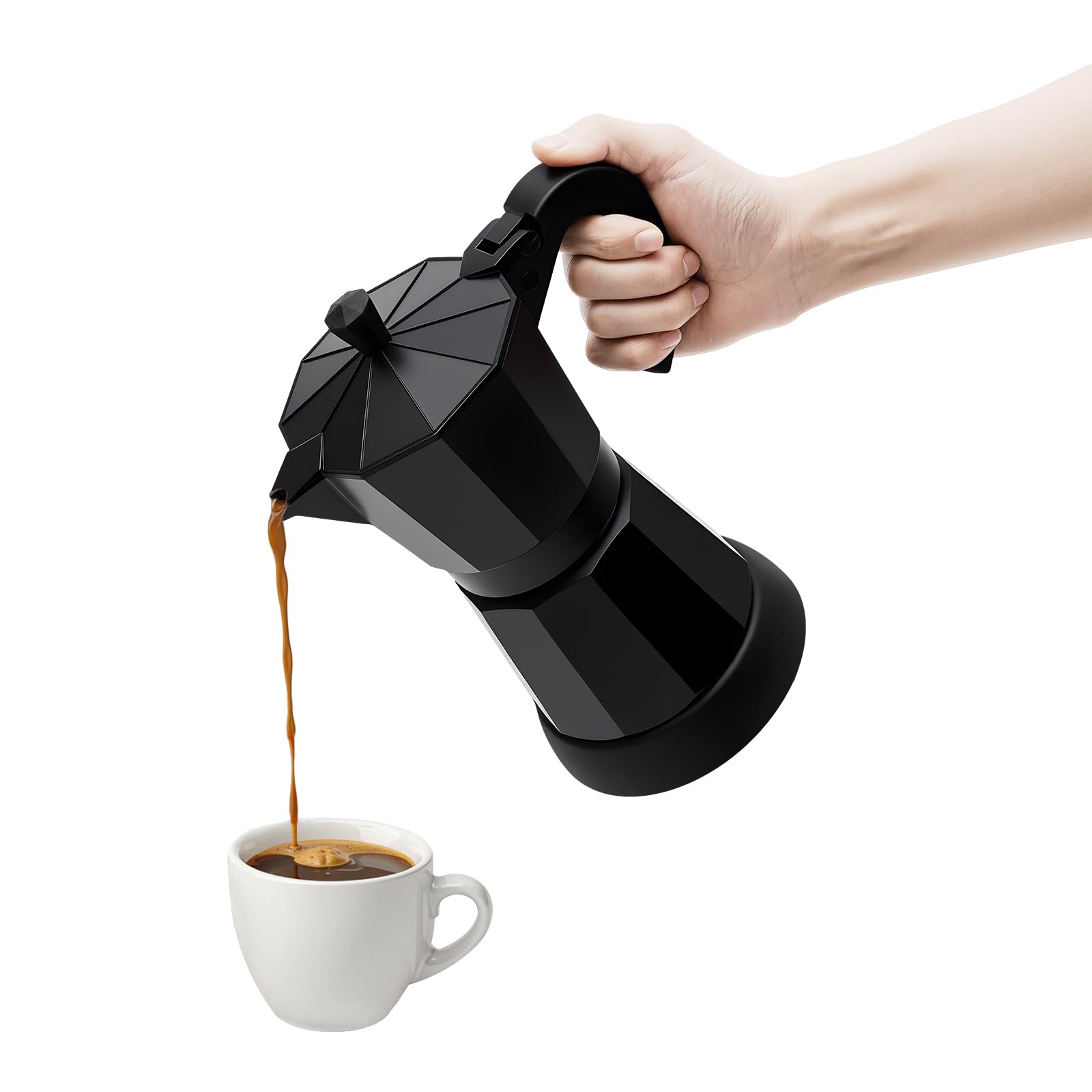 Cafetera Italiana Eléctrica 300 ml de Aleación de Aluminio 480 W con Extracción por Presión de Vapor Cafetera Moka para Café Intenso con Crema para Hogar Oficina Cafetería