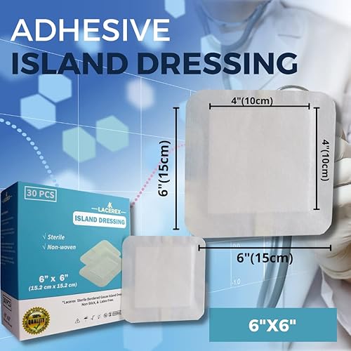 Miniatura 2 de AWD Medical Vendaje adhesivo para islas, vendaje avanzado para heridas, borde estéril Lacerex, vendaje de gasa no tejida, antiadherente, sin látex,