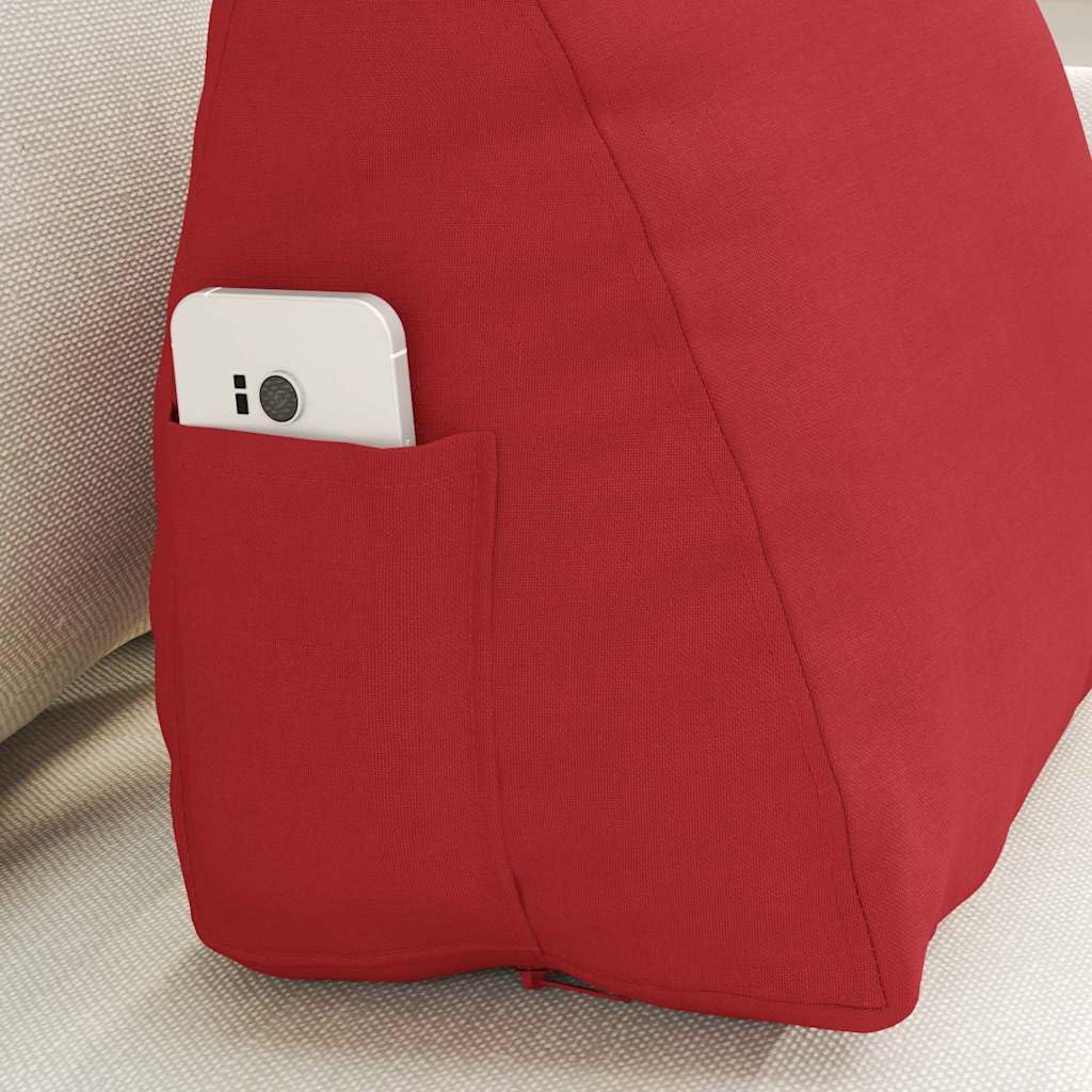 Rückenkissen Rot 45 x 20 x 35 cm Stoff mit abnehmbarem Bezug für Wohnzimmer, Schlafzimmer und Homeoffice, ergonomisch, stützend, für Nacken, Wirbelsäule und Lounge, langlebig