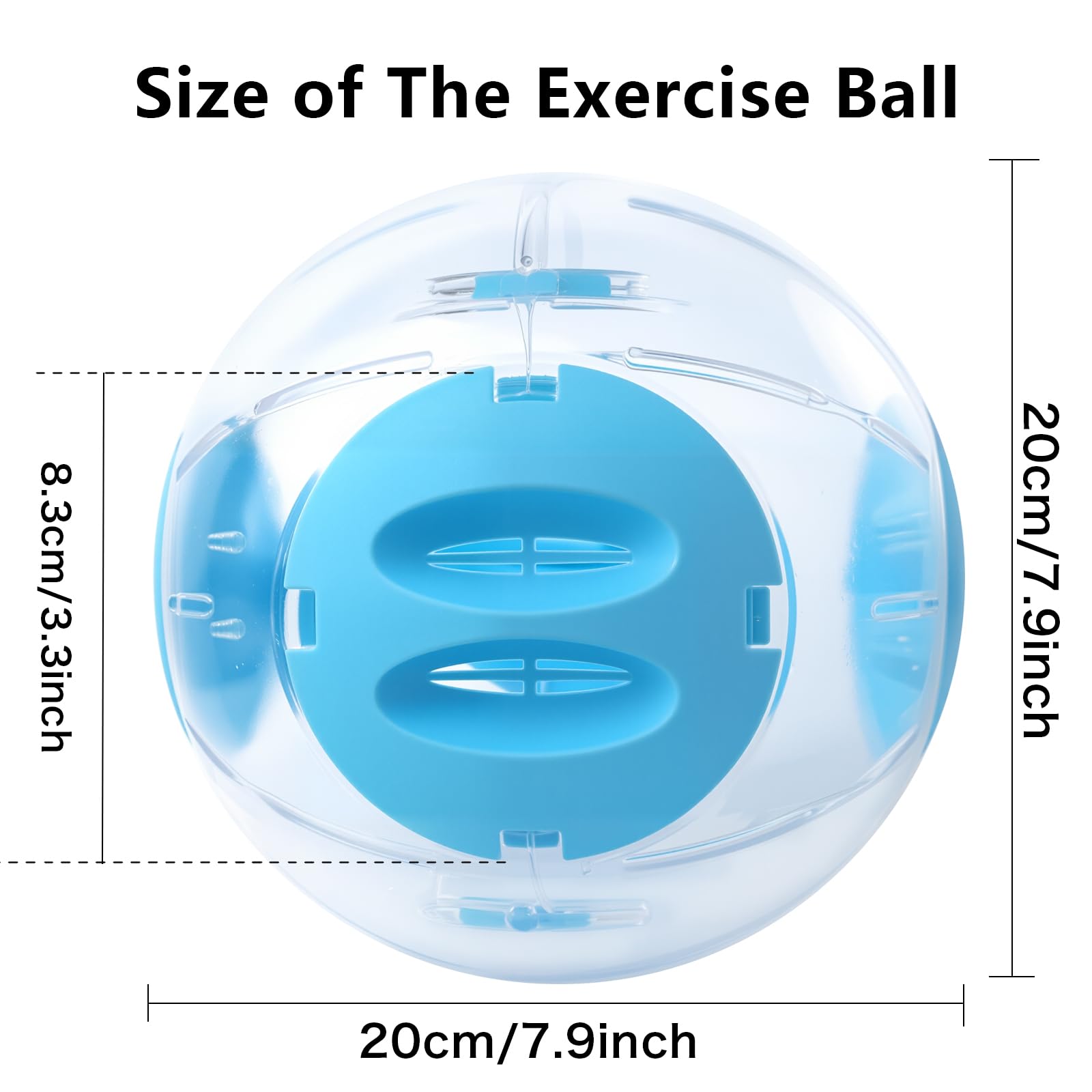 Hamster Exercise Ball, 7.9 Inch Syrian Hamster Ball, Transparent, Large Ball with Four entrances (Blue) - Image 2