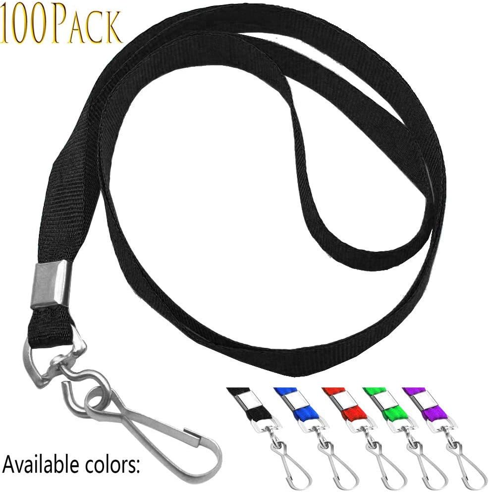 Beebel Lanyards 100 Pcs Lanyard for Id Badges Flat Lanyard with Badge Clip J-Hook - Image 3