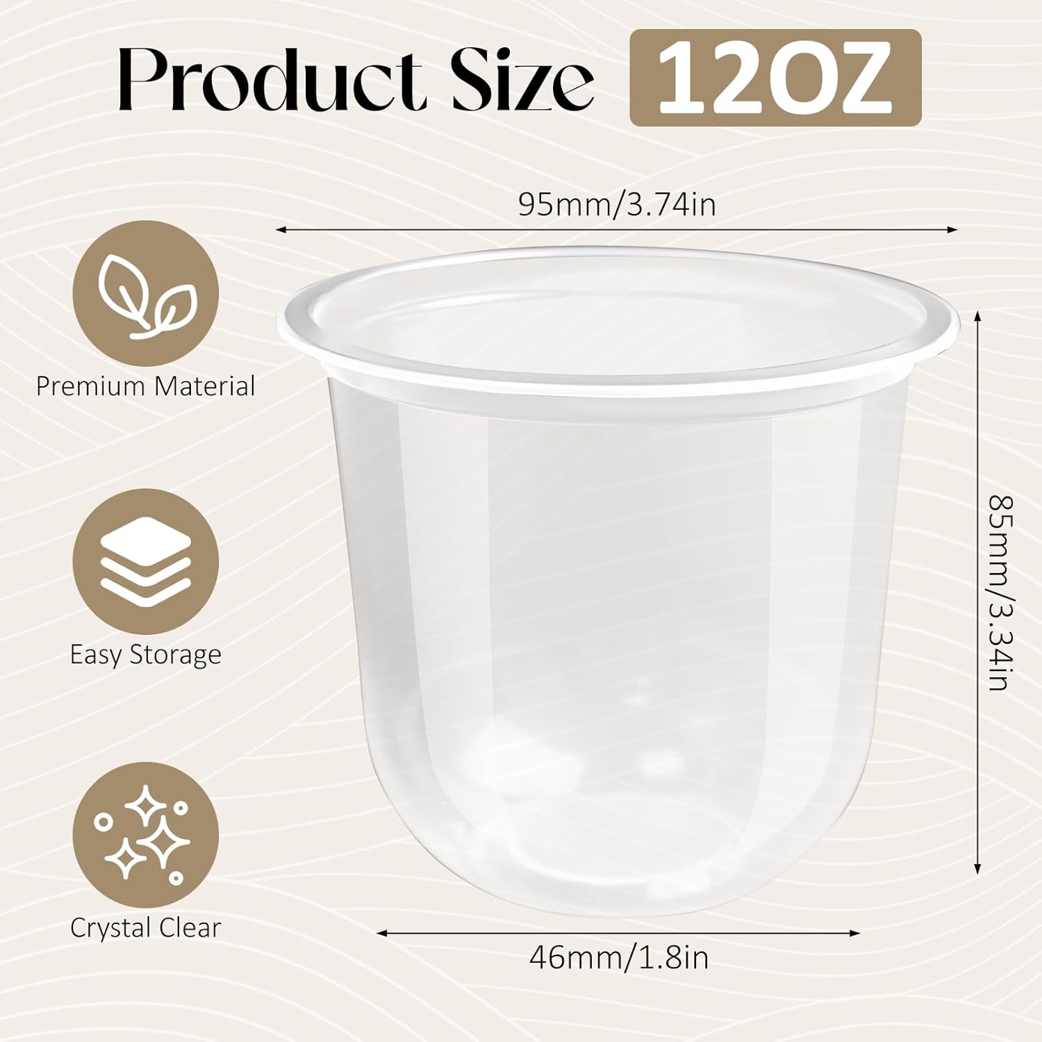 100 Pack Disposable Wine Glasses - 12oz Plastic Wine Cups Disposable Stemless Glasses Clear Party Cups for Cocktail Wedding Birthday Holiday Party Supplies - Image 2