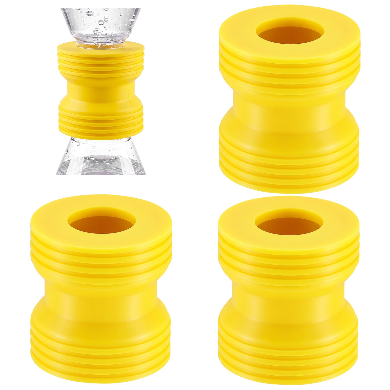 3 Pack Bottle Transfer Connector Emptying Kit Soap &amp; Lotion Bottles, Yellow
