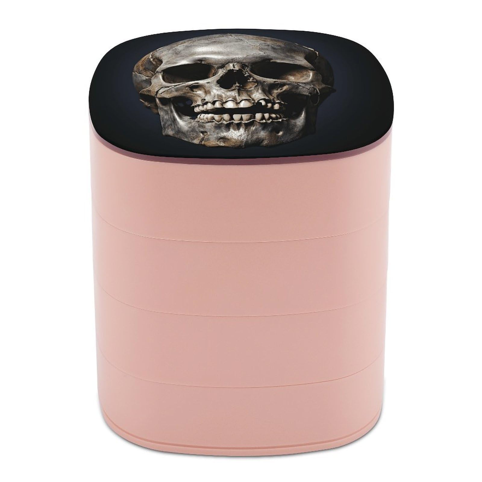 VstaDank Death Skull Jewelry Case Women Portable Travel Jewelry Box Rotating Jewelry Organizer with Mirror Multi-Layer Necklace Ring Earring Storage Box for Bracelets Rings