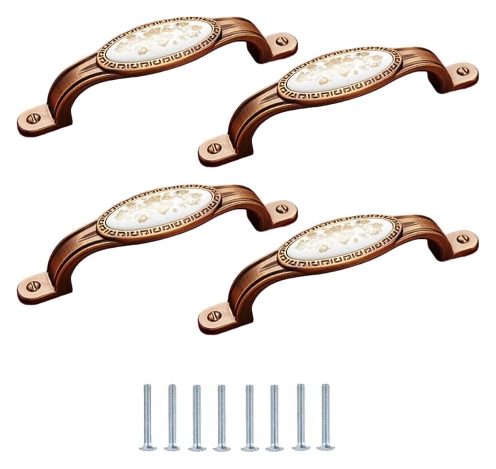 LQZAXSRDR Ceramic Cupboard Drawer Handle Knobs, Ceramic Door Knobs, Zinc Alloy Cabinet and Drawer 4 Pcs Multicolor(96mm Golden Flower)