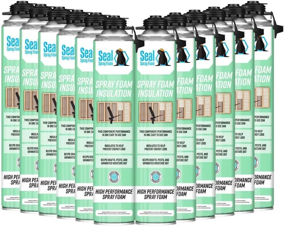 Seal Spray High Performance 80% Plus Closed Cell Formula Insulating Foam Cans (300 Board FT-12 Cans) - for Best Result use Our Seal Spray Foam Gun (NOT Included)
