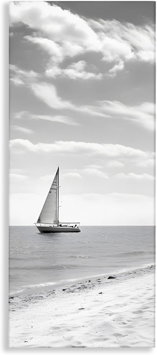 Stupell Industries Lonely Sailboat View Canvas Wall Art Design by LSR Design Studio, 10 x 24